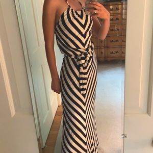 Beautiful never worn out navy and white striped maxi dress